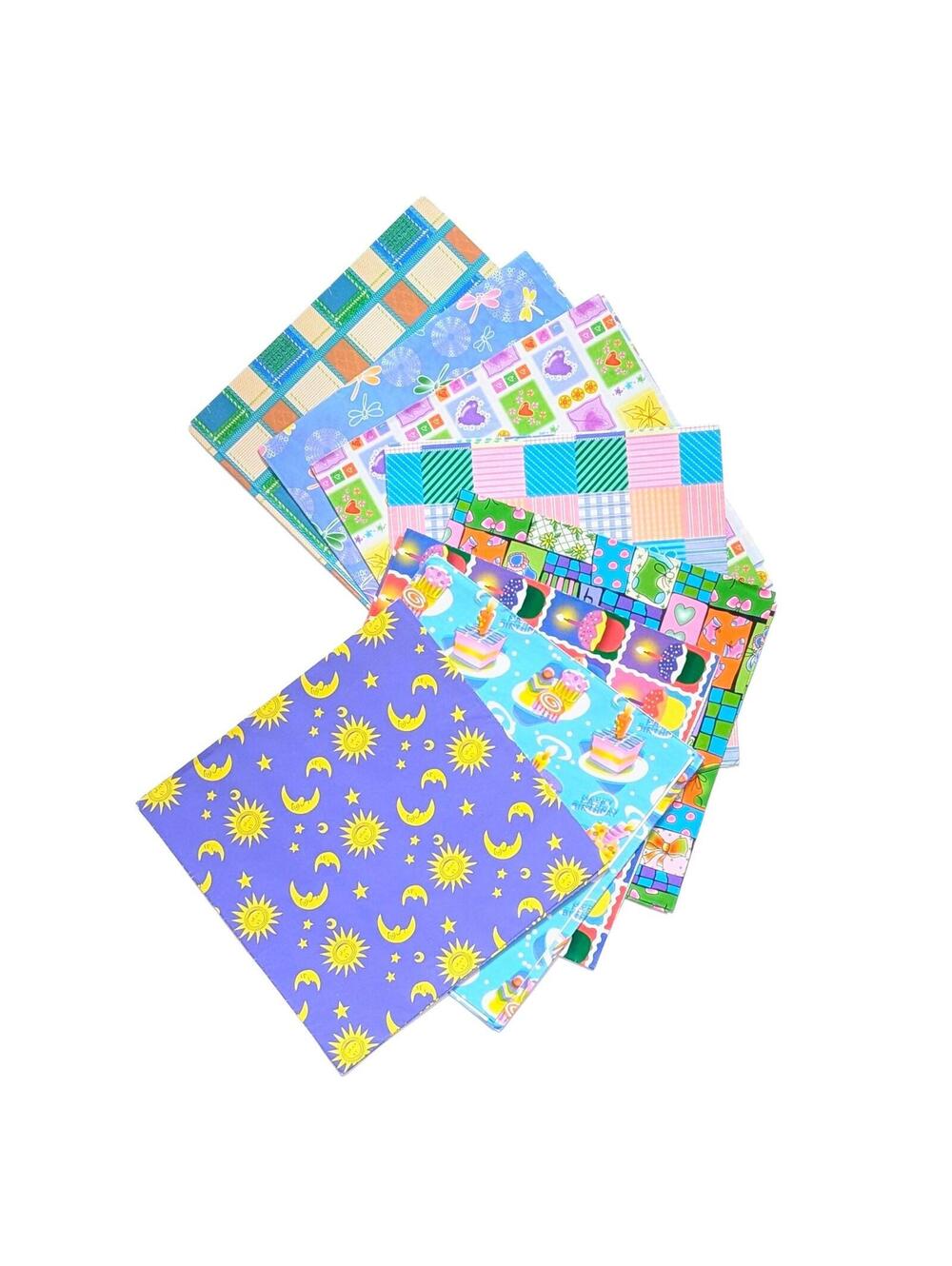 1990s Vintage Gift Wrap Sheet Set - Mixed Bundle - Lisa Frank Style